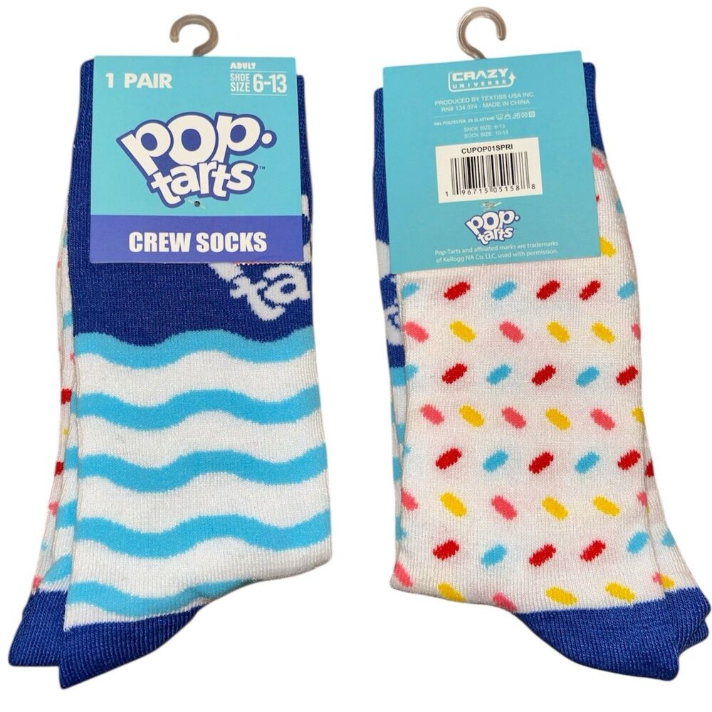 1x Pop Tarts Novelty Crew Socks Adult Set Size 6-12
